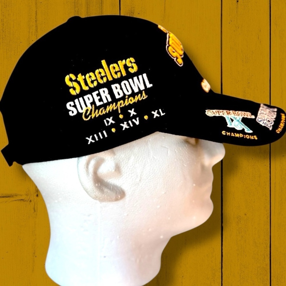 Vintage Reebok Pittsburgh Steelers 5 Time Super Bowl Champions Hat OSFA - Picture 9 of 16